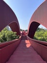 Lucky knot bridge (knot bridge or knot footbridge) in Meixi Lake District, Changsha city, Hunan. Pedestrian Bridge