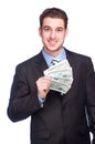 Lucky man with money Royalty Free Stock Photo