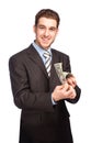 Lucky man with money Royalty Free Stock Photo