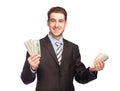 Lucky man with money Royalty Free Stock Photo
