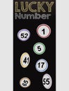 Lucky number black panel with flying buttons numbers