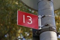 Lucky number thirteen in white text Royalty Free Stock Photo
