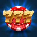 Lucky 777 numbers win slot background. Vector gambling and casino concept Royalty Free Stock Photo