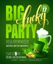 Lucky Party Poster. St. Patricks Day. Vector illustration Royalty Free Stock Photo