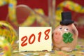 Lucky pig as talisman for new year 2018