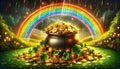 a lucky pot gold holiday Ireland st patricks day season luck golden celtic clover rainbow irish decoration shamrock leprechaun