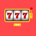 Lucky seven 777 slot machine. Casino game. Gambling fortune chance