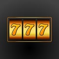Lucky seven 777 slot machine. Casino vegas game. Gambling fortune chance. Win jackpot money Royalty Free Stock Photo
