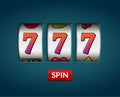 Lucky seven 777 slot machine. Casino vegas game. Gambling fortune chance. Win jackpot money Royalty Free Stock Photo