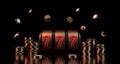 Lucky seven 777 slot machine. Vegas casino game. Chance of good luck in gambling. Royalty Free Stock Photo