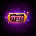 Lucky seven on slot machine, icon for online casino or mobile game, fortune chance symbol, vector illustration with Royalty Free Stock Photo