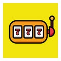 Lucky seven on slot machine icon. Simple illustration of lucky seven on slot machine vector icon for web 777 Royalty Free Stock Photo