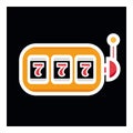 Lucky seven on slot machine icon. Simple illustration of lucky seven on slot machine vector icon for web 777 Royalty Free Stock Photo