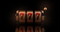 Lucky seven 777 slot machine. Vegas casino game. Chance of good luck in gambling. Royalty Free Stock Photo