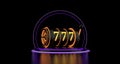Lucky seven 777 slot machine. Vegas casino game. Chance of good luck in gambling. Royalty Free Stock Photo
