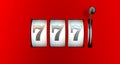 Lucky seven 777 slot machine. Vegas casino game. Chance of good luck in gambling. Royalty Free Stock Photo