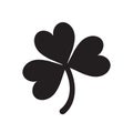 Lucky shamrock three leaf clover silhouette for St. Patricks Day. Vector illustration isolated on white background Royalty Free Stock Photo