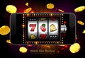 Lucky slot machine casino on mobile phone with light background