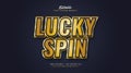 Lucky Spin Text Style in Blue and Gold with Glitter Effect