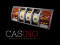 Lucky triple seven Jackpot, silver slot machine. Sign of profit easy money. 3d Illustration