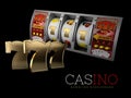 Lucky triple seven Jackpot with silver slot machine. Sign of profit easy money. 3d Illustration