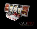 Lucky triple seven Jackpot, silver slot machine. Sign of profit easy money. 3d Illustration