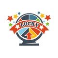 Lucky victory roulette or win lottery vector icon