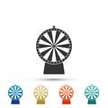 Lucky wheel icon isolated on white background. Set elements in colored icons. Flat design. Vector Royalty Free Stock Photo