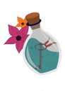 Lucky wishing glass bottle with key illustration