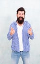 Lucky you. Beard and mustache care. Hipster appearance. Beard fashion and barber concept. Man bearded hipster stylish Royalty Free Stock Photo