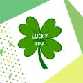 Lucky you. Irish St. Patrick`s Day green clover Royalty Free Stock Photo