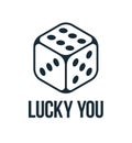 Lucky you vector poster with dice showing best . Royalty Free Stock Photo