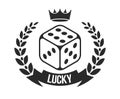 Lucky you vector poster with dice showing number six Royalty Free Stock Photo