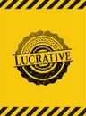 Lucrative black grunge emblem with yellow background. Vector Illustration. Detailed. EPS10