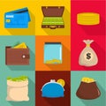 Lucrative icons set, flat style Royalty Free Stock Photo