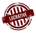 Lucrative - red round grunge button, stamp