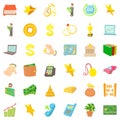 Lucre icons set, cartoon style Royalty Free Stock Photo