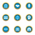 Lucre icons set, flat style Royalty Free Stock Photo