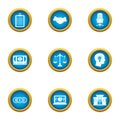 Lucre icons set, flat style