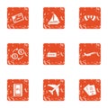 Lucre icons set, grunge style Royalty Free Stock Photo