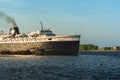 Ludington, MI - May 20, 2020: The SS Badger docked at its home port in Ludington