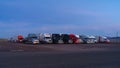 Stationary 18-Wheelers at a Rest Stop in California