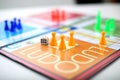 Ludo board game with different colored pawns