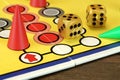 Ludo Or Parchis Game Board With Playing Figures And Two Dices