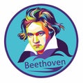 ludwig van beethoven vector illustration Royalty Free Stock Photo