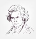 Ludwig van Beethoven vector sketch portrait famous