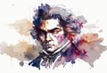 Ludwig van Beethoven watercolour painting