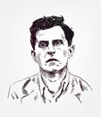 Ludwig Wittgenstein sketch style vector portrait Royalty Free Stock Photo