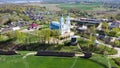 Ludza Medieval Castle Ruins on a Hill Between Big Ludza Lake and Small Ludza Lake and the Roman Catholic Church Royalty Free Stock Photo