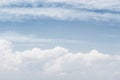 Lue sky background and white clouds soft focus, and copy space. Royalty Free Stock Photo